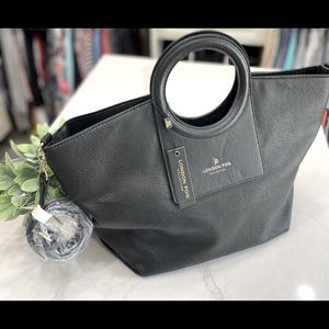 London Fog Pebble Tote, New w/tags, Black soft leather.